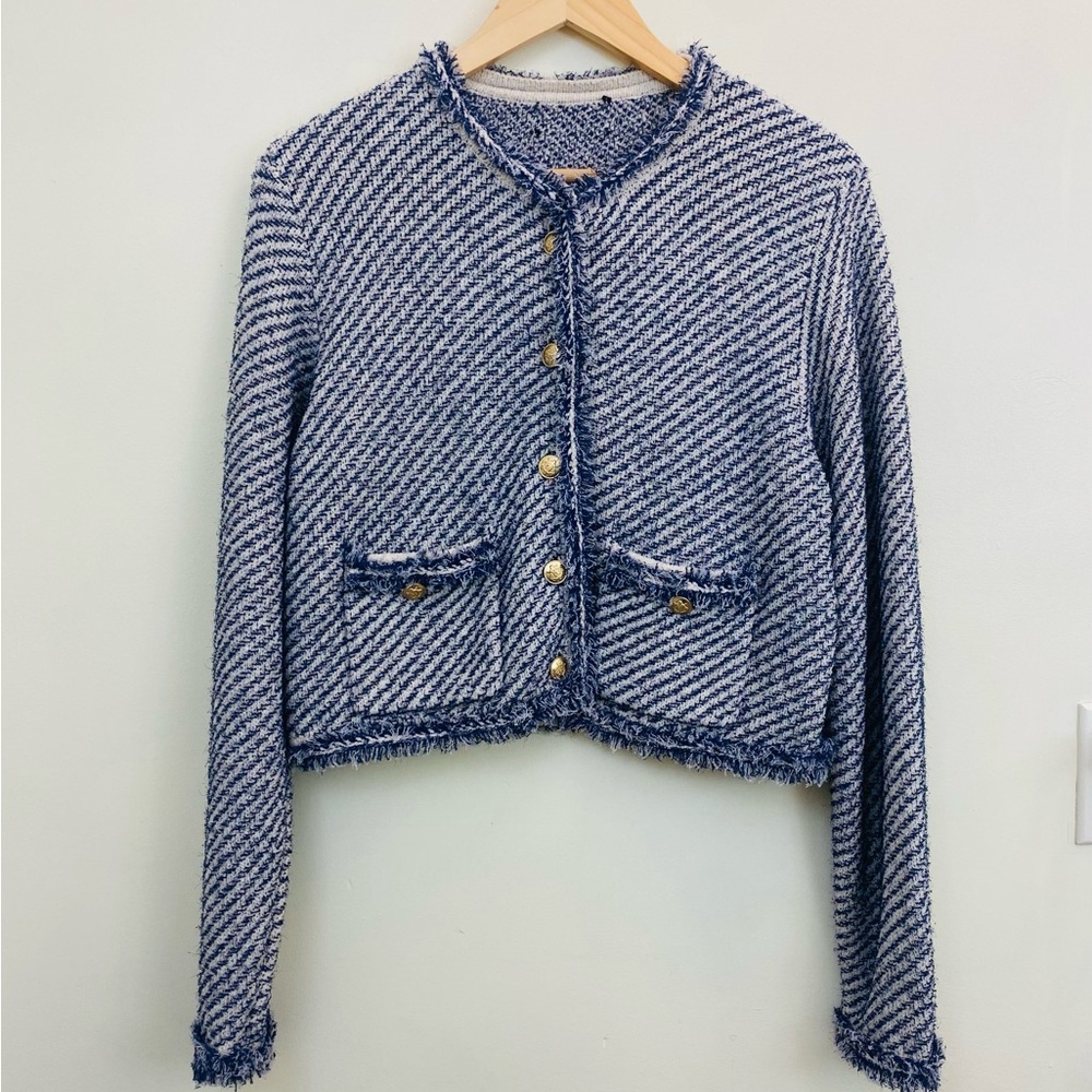 J.Crew Collection Cropped Lady Jacket in Textured Cotton Sz Small - Picture 4 of 9